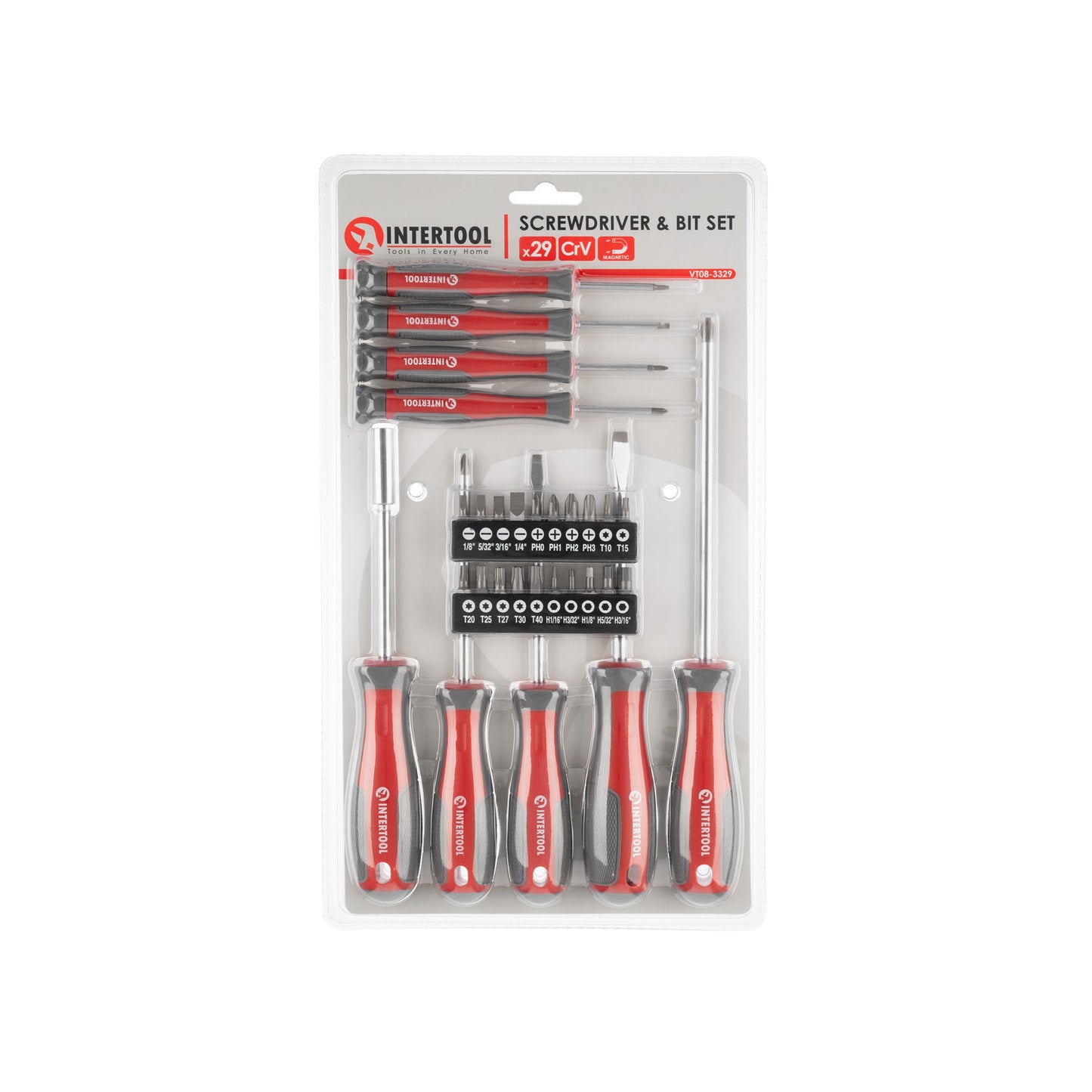INTERTOOL 29pcs Mag Phillips/Slotted Screwdriver Set | VT08-3329