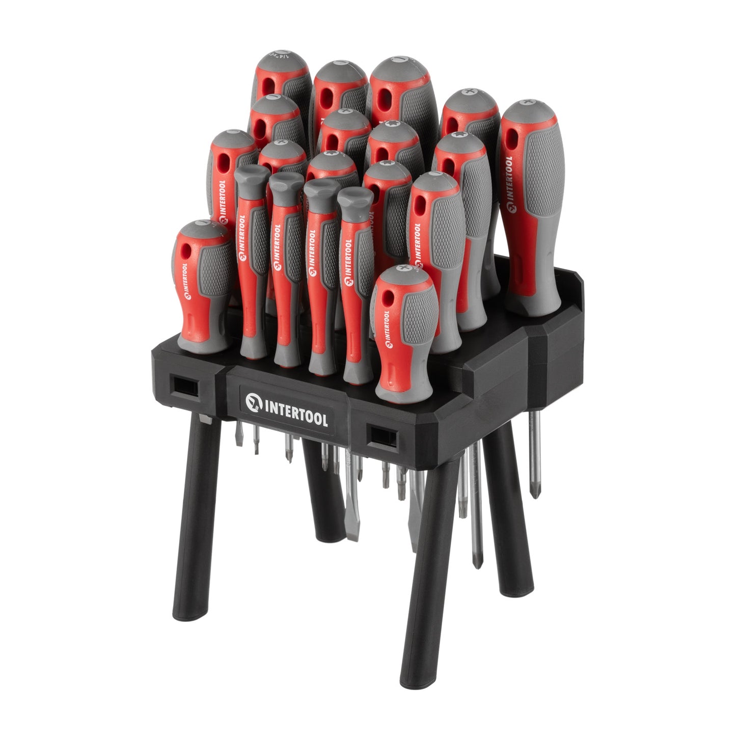 INTERTOOL 20 pcs Precision Stubby Screwdriver Set with Wall Mount Organizer | VT08-3371