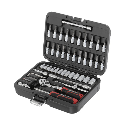 INTERTOOL 1/4" Drive Socket and Bit Set, Metric, 46 pcs Compact Hard Case  | ET08-8046