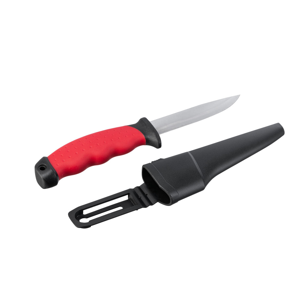 Cuchillo de hoja fija INTERTOOL de 4 pulgadas - Acero inoxidable, cuchillo para supervivencia al aire libre con funda para caza, acampada y supervivencia | HT08-0536