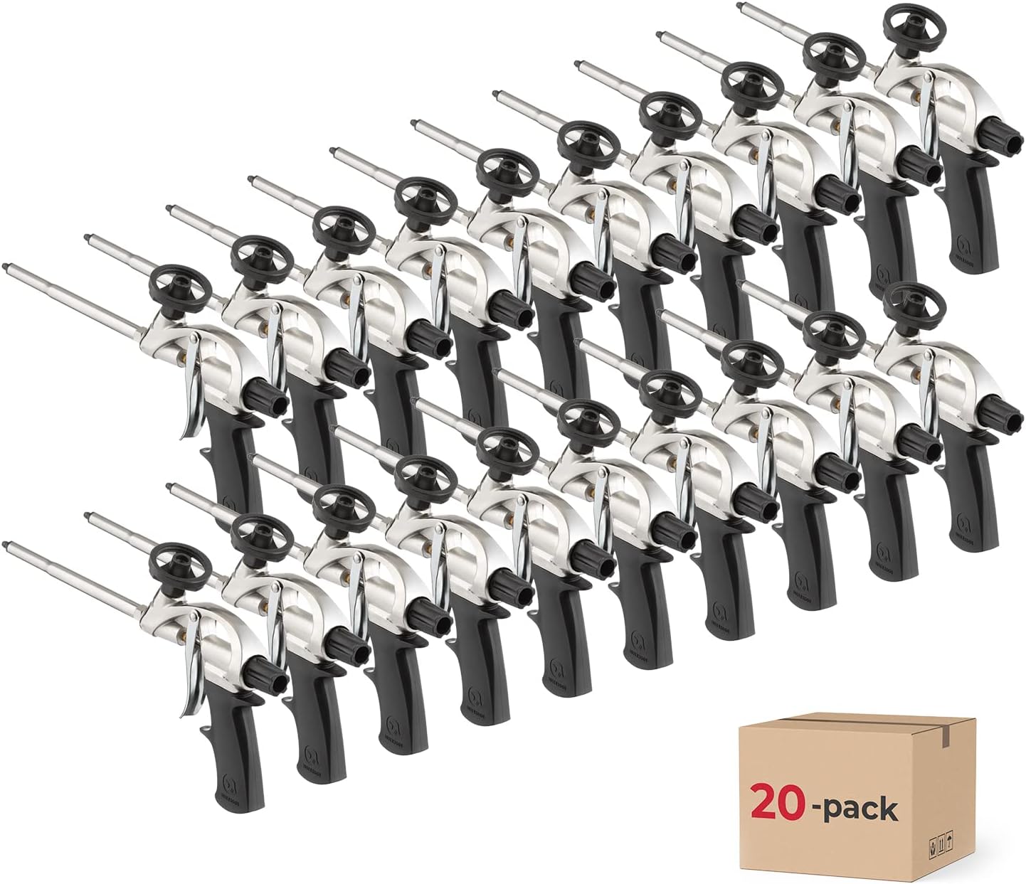 INTERTOOL 20-Pack Spray Foam Gun - PTFE Non-Stick, Expanding Sealant Applicator | PT08-0604-20