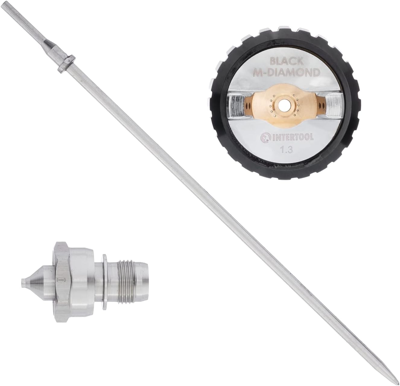 Juego de aguja, boquilla y tapa de aire INTERTOOL de 1,3 mm para pistola pulverizadora negra HVLP serie M-Diamond | PT08-2613