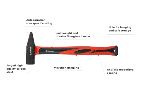 INTERTOOL Cross Peen Hammer, 1.8 lbs. / 28 oz., 14" Fiberglass Handle | HT08-0208