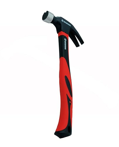 INTERTOOL Curved Claw Hammer, Nail Starter and Milled Face, 1 lb., 12" Fiberglass Handle | HT08-0224
