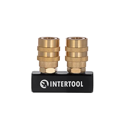 Colector divisor de aire INTERTOOL, 2 vías, recto, acopladores de latón | PT08-1854