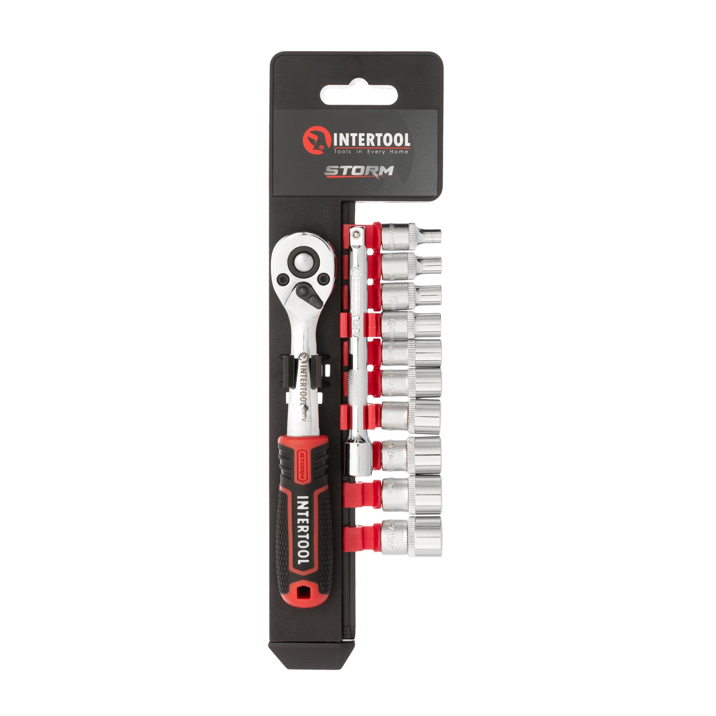 INTERTOOL"1/4" Drive Ratchet Socket Set, 11", Offset, 12 Pieces | ET08-8012