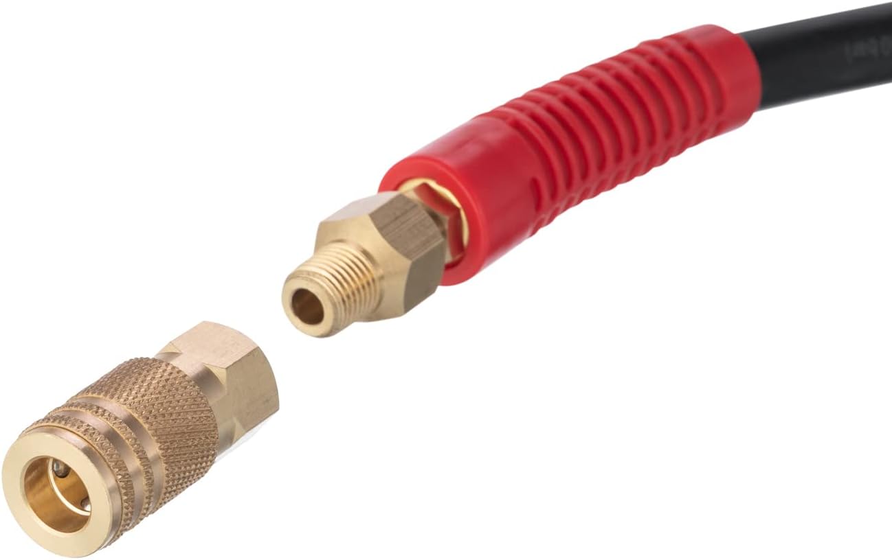 INTERTOOL 1/4” x 25 ft. Rubber Air Hose Brass Fittings | PT08-1720