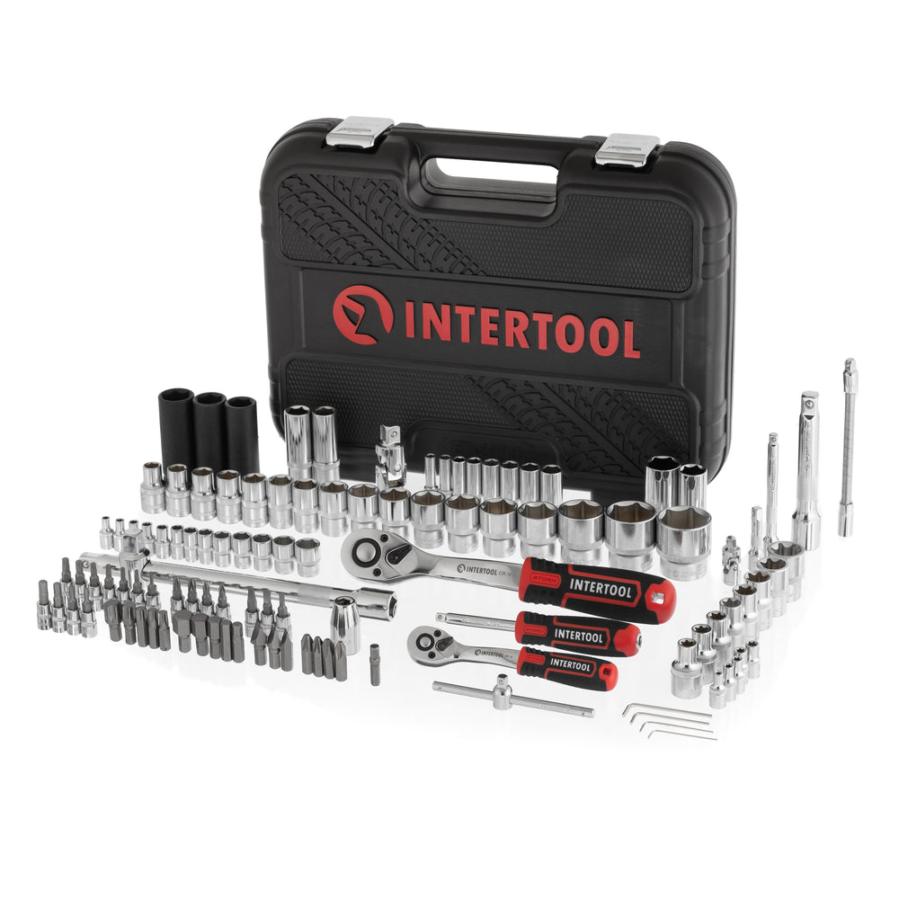 INTERTOOL 111-Piece Metric Socket Set | Impact Sockets | 1/4” & 1/2” Drive | ET08-8111