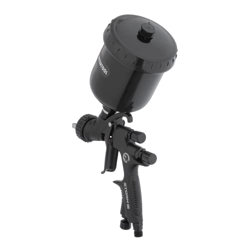 INTERTOOL HVLP Automotive Paint Spray Gun - 1.4 mm Air Cap, Pneumatic Sprayer for Touch Up, Primer, Top Coat, 600cc Cup, High-Performance Black M-Diamond Series | PT08-0164