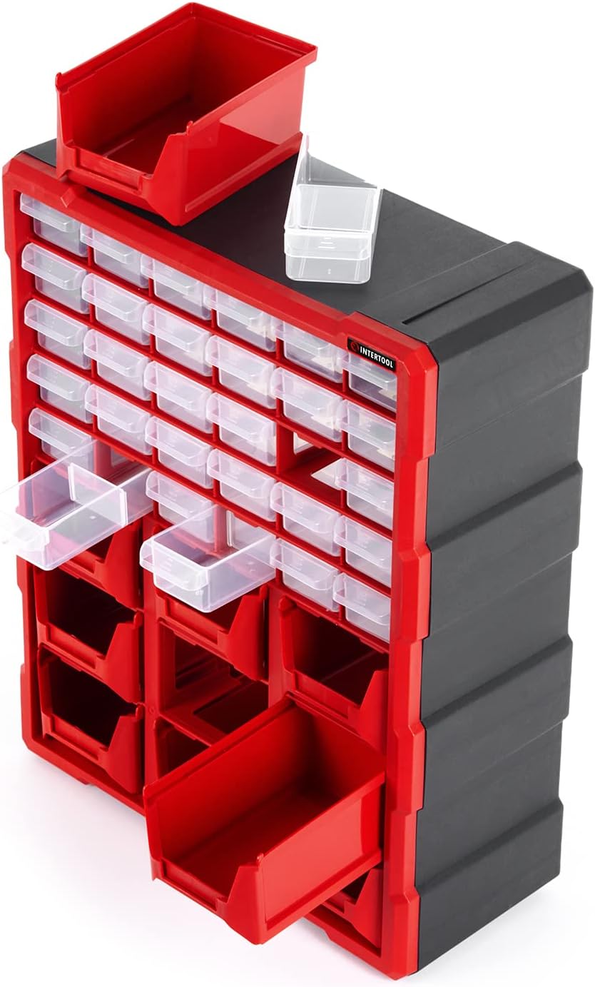 INTERTOOL Small Parts Organizer, 39 Removeable Drawers + Bins | BX08-4015
