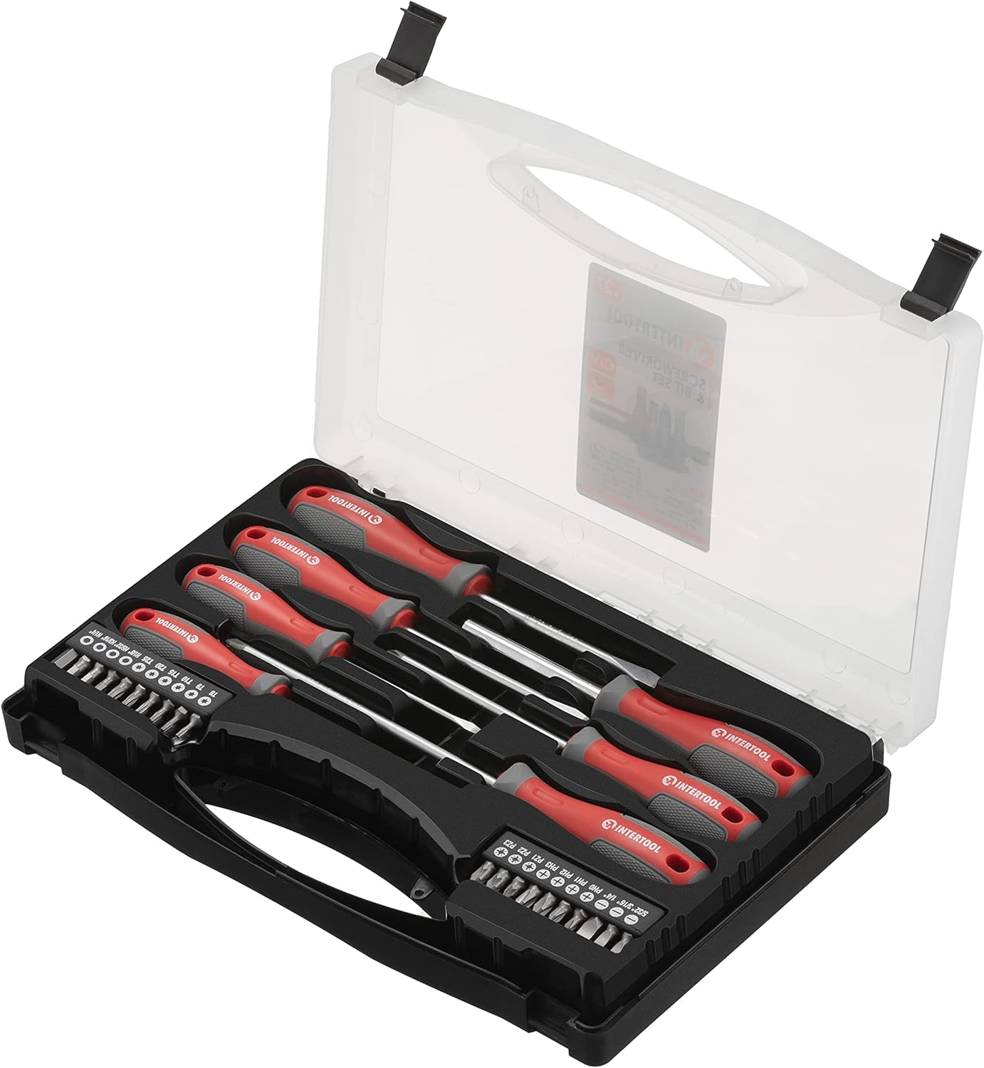 Juego de destornilladores magnéticos de 27 piezas INTERTOOL en estuche de plástico | VT08-3351