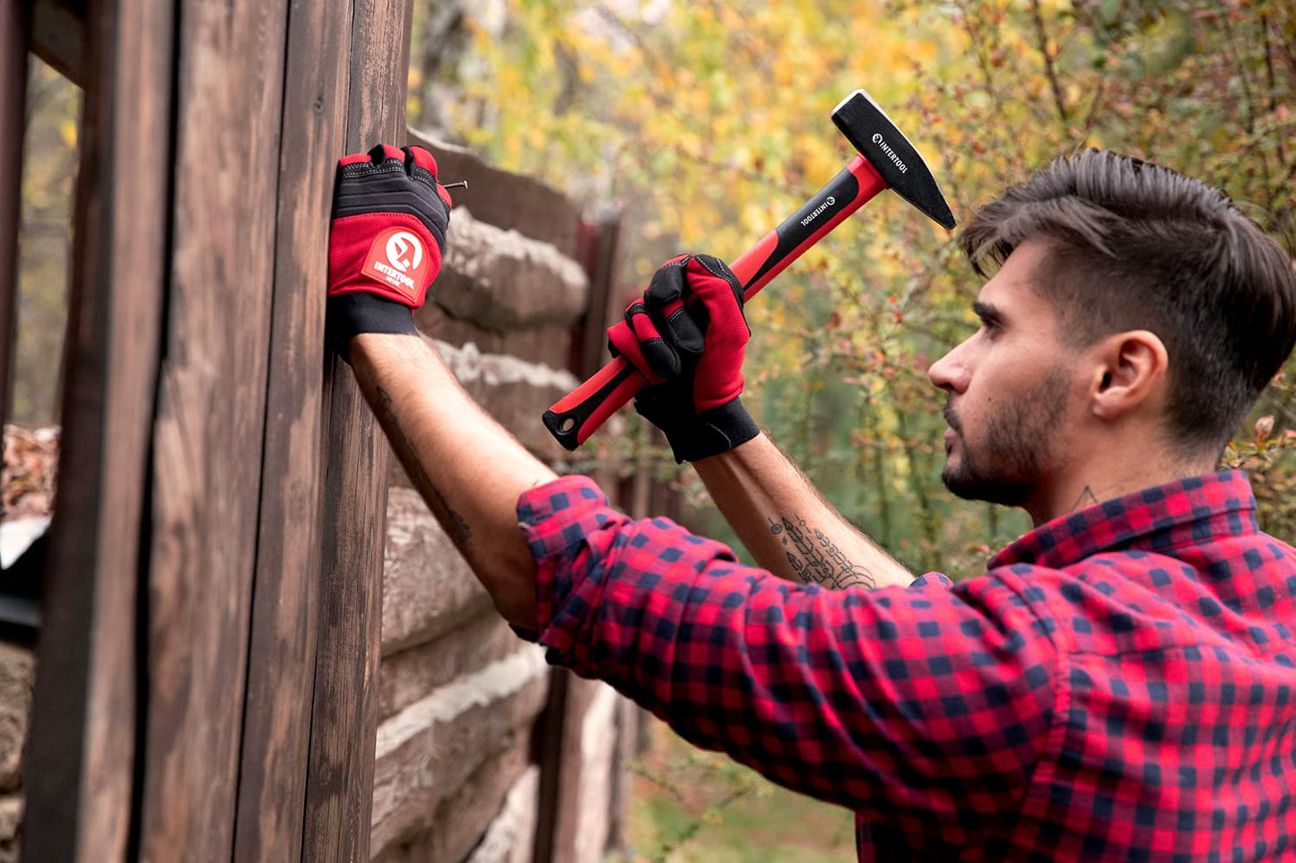 INTERTOOL Cross Peen Hammer, 1 lb., 13" Fiberglass Handle | HT08-0205