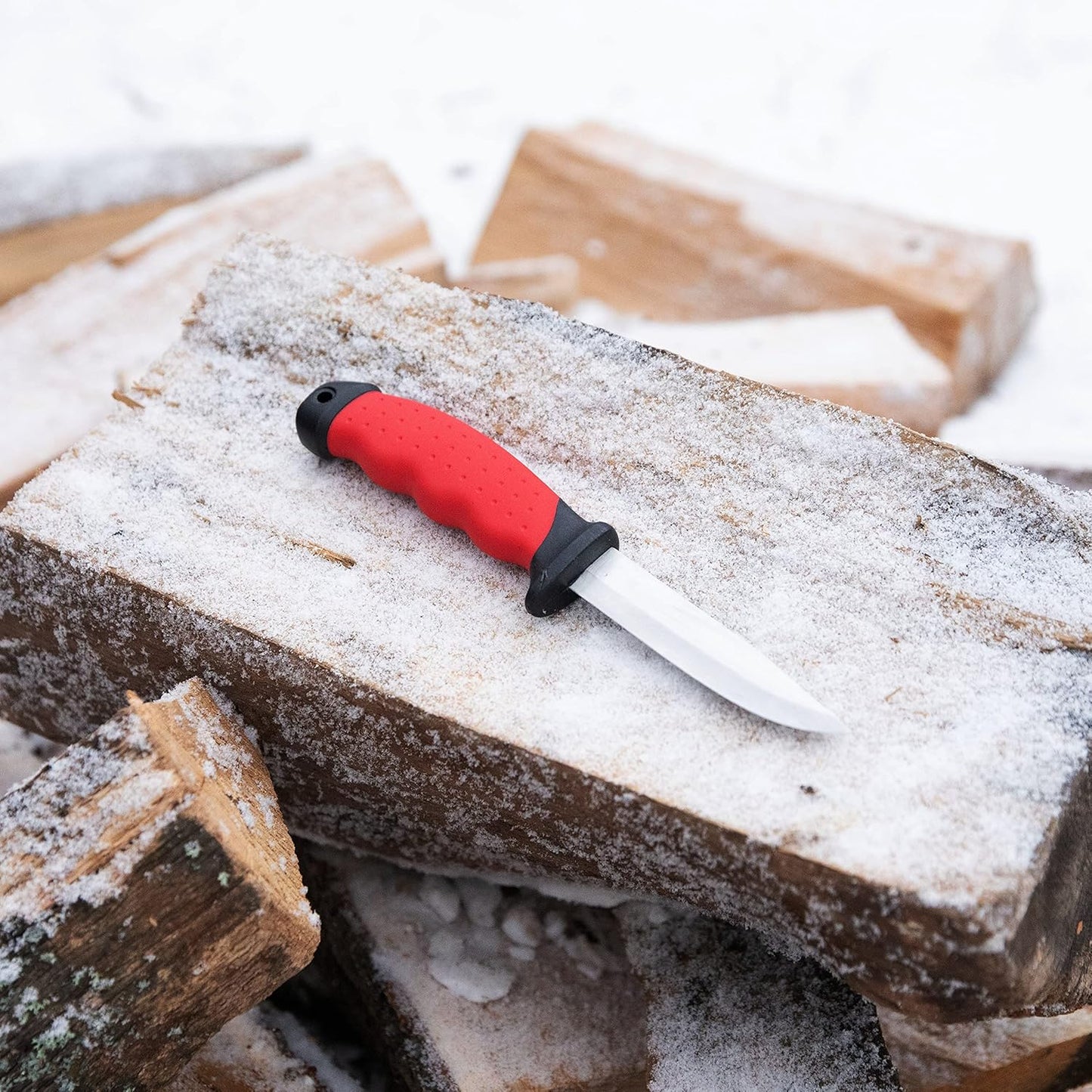 Cuchillo de hoja fija INTERTOOL de 4 pulgadas - Acero inoxidable, cuchillo para supervivencia al aire libre con funda para caza, acampada y supervivencia | HT08-0536