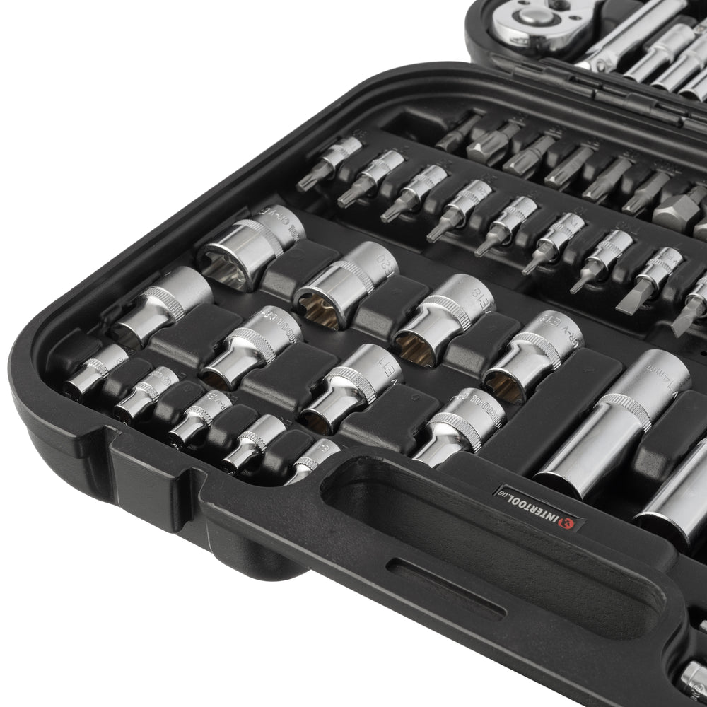 INTERTOOL 111-Piece Metric Socket Set | Impact Sockets | 1/4” & 1/2” Drive | ET08-8111