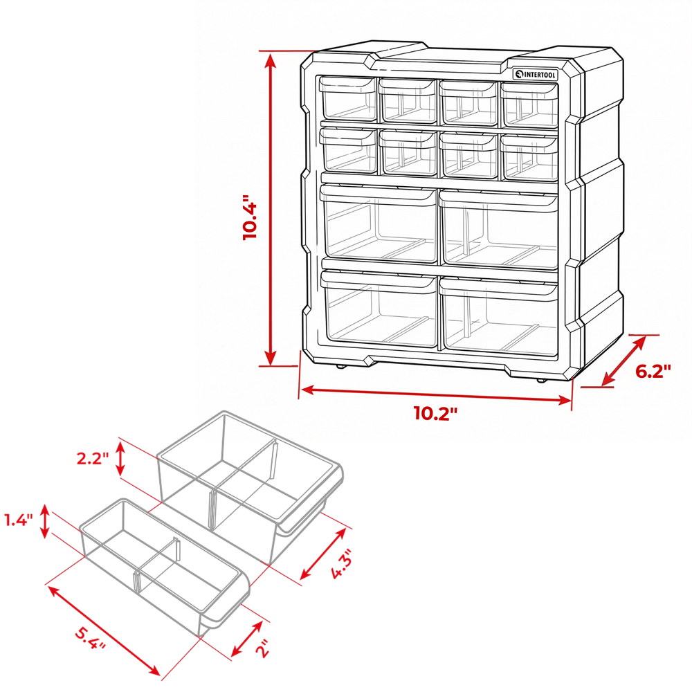 INTERTOOL 12-Compartment Small Storage Organizer | BX08-4024