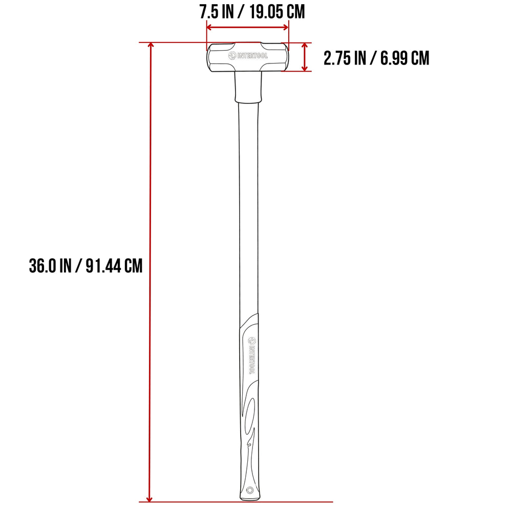 INTERTOOL Sledgehammer 12 lbs Fiberglass Hammer | HT08-0249