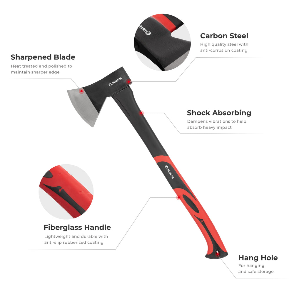 INTERTOOL 24” Axe | Wood Cutting & Splitting Hatchet | HT08-0263
