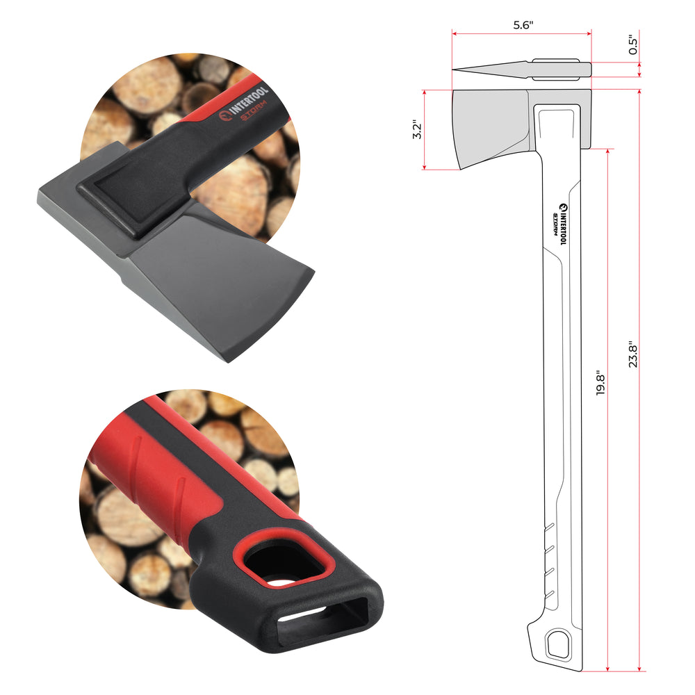 INTERTOOL 24" Mid-Size Chopping Axe, 3 lbs, STORM | HT08-0293