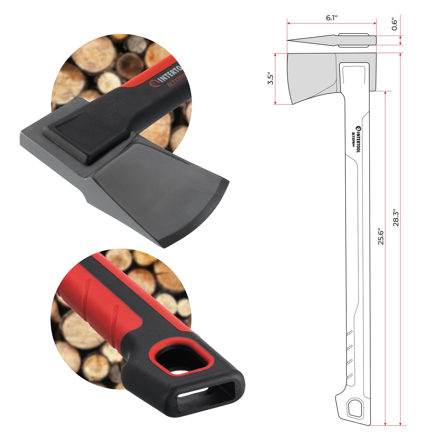 INTERTOOL 28" Chopping Axe, 3.5 lbs, STORM | HT08-0296