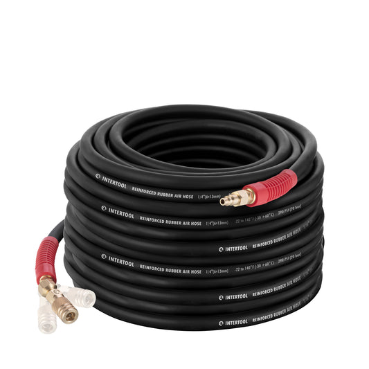 INTERTOOL 1/4” x 100 ft. Rubber Air Hose Brass Fittings | PT08-1730