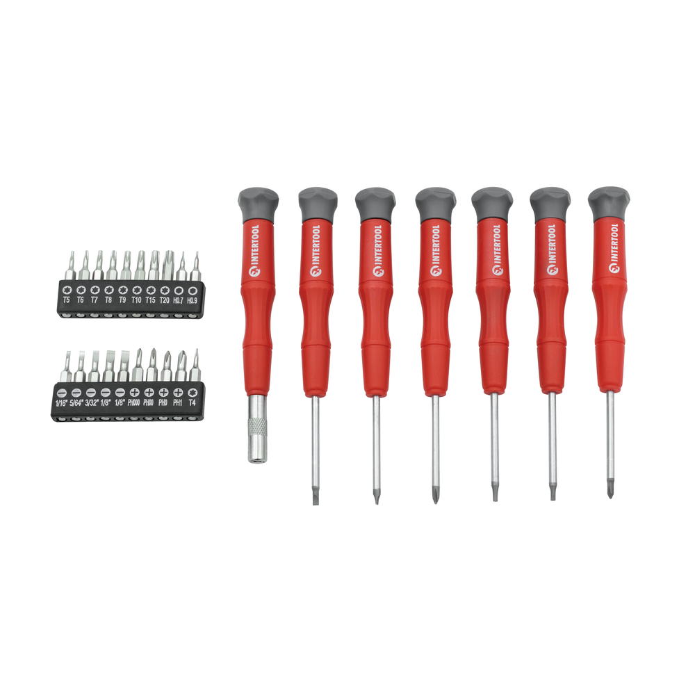 INTERTOOL 114 pcs Screwdriver Set, Standing Organizer Rack | VT08-3372