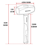 INTERTOOL 3 lb Drilling Hammer | 12” Fiberglass Handle | HT08-0246