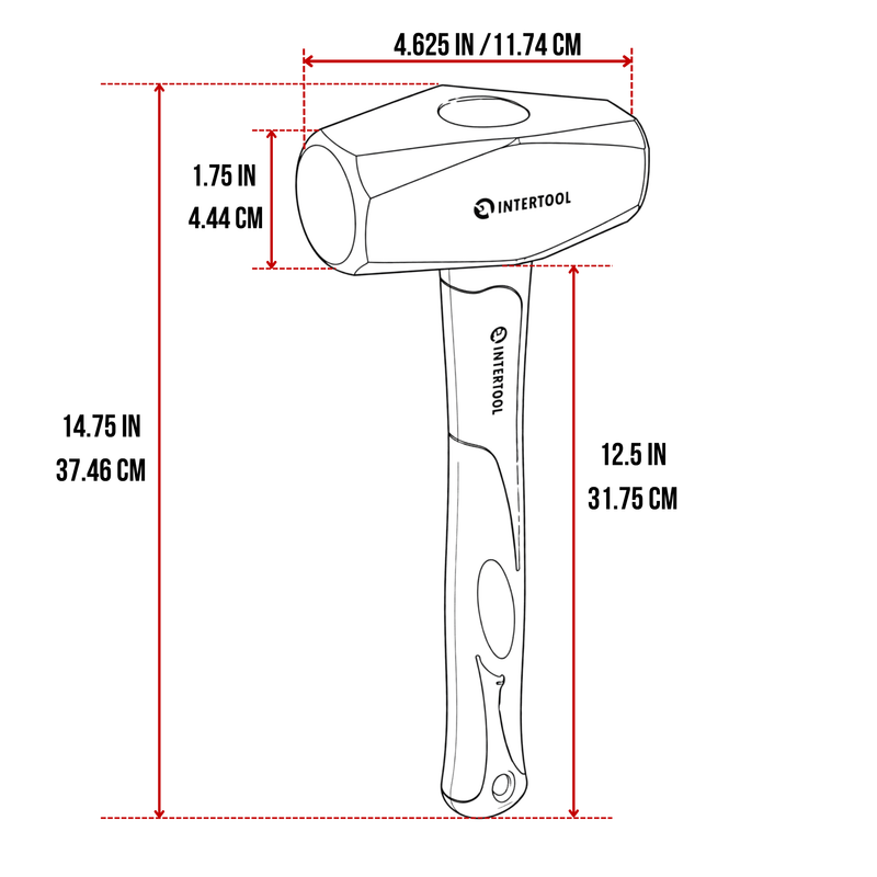 INTERTOOL Молоток Буровой 4 фунта | Рукоятка 13" из Стекловолокна | HT08-0247