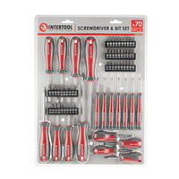 Juego de destornilladores de precisión de 70 piezas INTERTOOL con destornillador magnético | VT08-3370 
