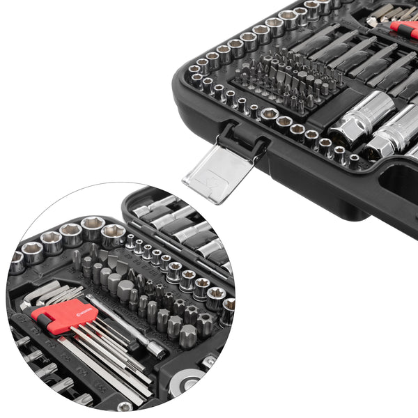 INTERTOOL 1/4", 3/8", 1/2" Drive, Mechanics Tool Set, Sae, Metric, 233 pcs | ET08-8233