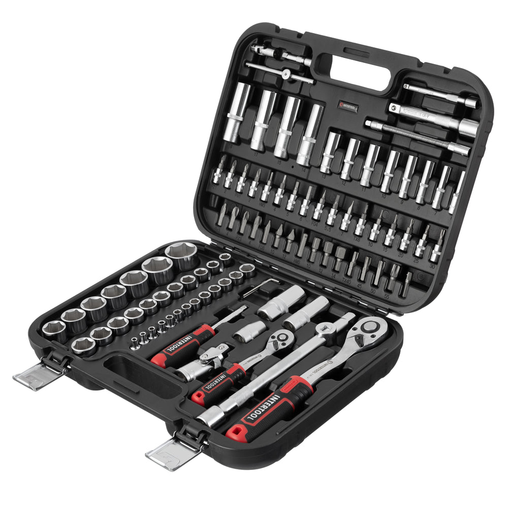 INTERTOOL 94-Piece Metric Socket Set | 1/4” & 1/2” Drive | ET08-8094
