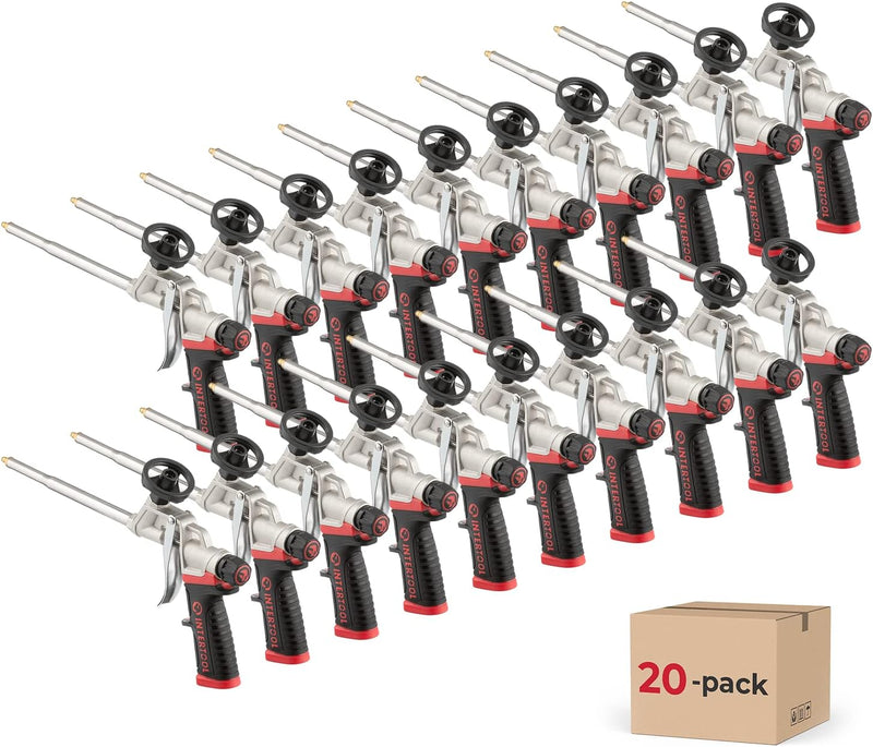 INTERTOOL 20-Pack Spray Foam Gun - Professional Insulation Applicator, PTFE Non-Stick Basket, Advanced Handle, Easy-Turn Flow Control | PT08-0609-20