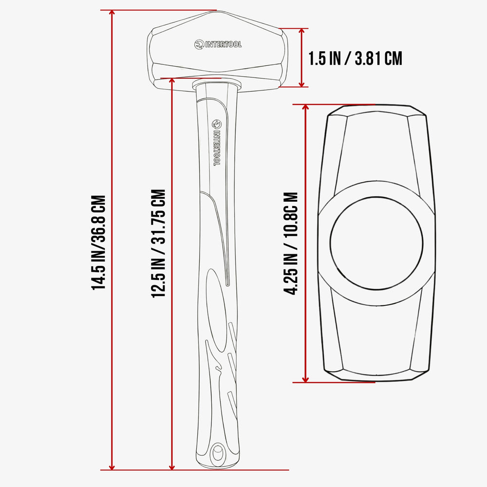 INTERTOOL 3 lb Drilling Hammer | 12” Fiberglass Handle | HT08-0246