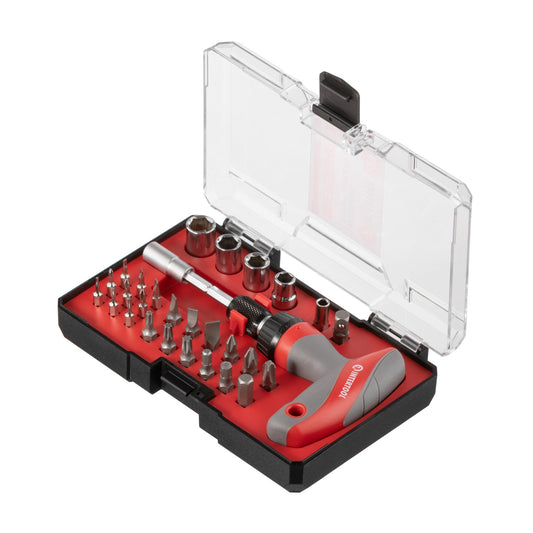 INTERTOOL T-Handle Ratcheting Screwdriver & Bit Set, 29pcs | VT08-3330