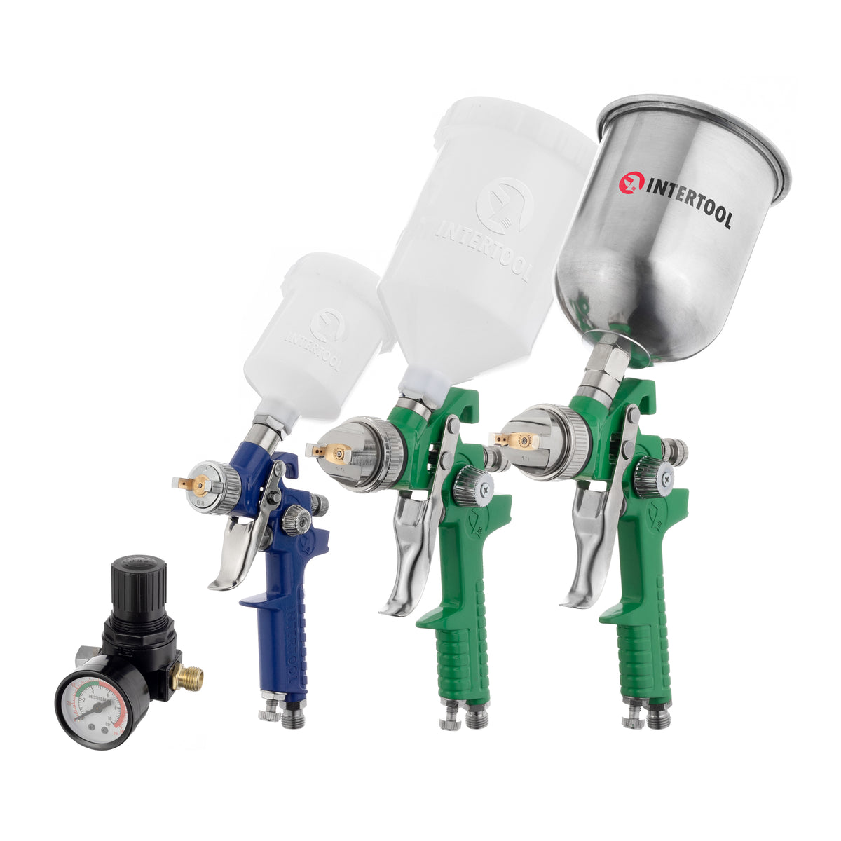INTERTOOL HVLP Air Spray Gun Set - 3 Paint Sprayers (0.8/1.3/1.7mm) | PT08-1505