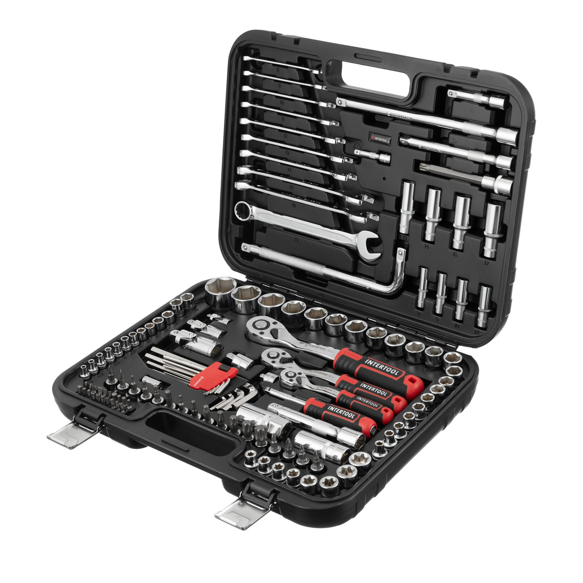 INTERTOOL 1/4", 3/8", 1/2" Drive Socket & Spanner Set, Metric, 126 pcs | ET08-8126