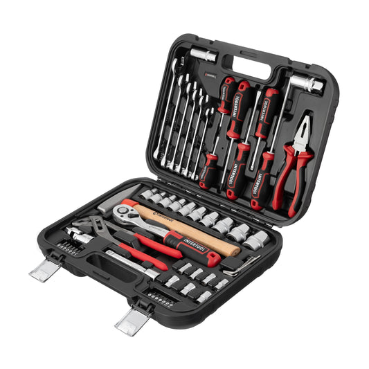 INTERTOOL 1/4", 1/2" Drive Full Mechanics Tool Set, Metric, 56 pcs | ET08-8056