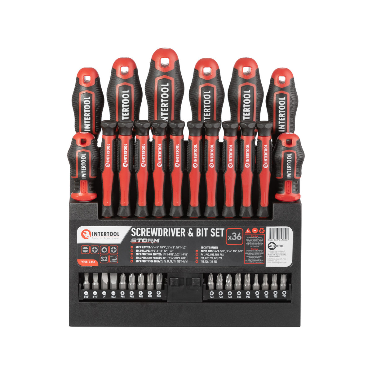 INTERTOOL 36 pcs Screwdriver Set, Precision, Bit Set, Organizer Stand | VT08-3443