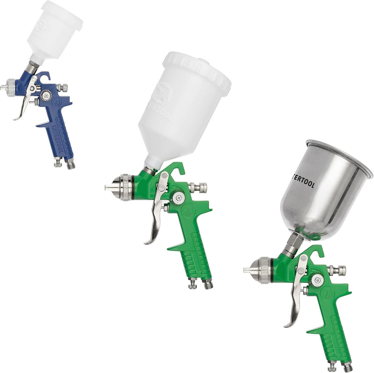 INTERTOOL HVLP Air Spray Gun Set - 3 Paint Sprayers (0.8/1.3/1.7mm) | PT08-1505