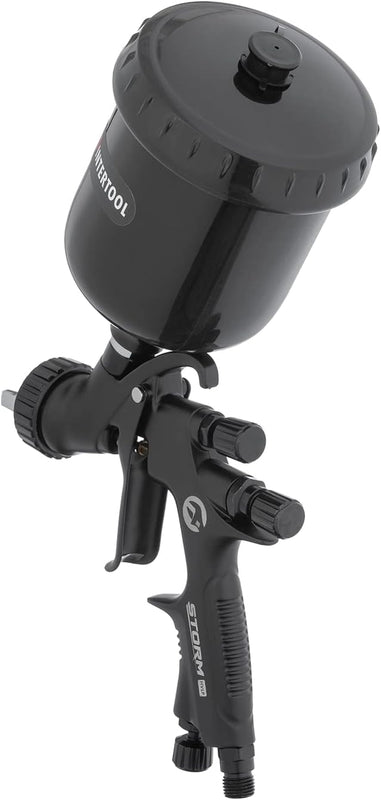 Воздушный краскопульт INTERTOOL Touch Up HVLP с воздушной головкой 0,8 мм, для точного ремонта деталей автомобилей, пластиковый бачок 250 см3, высокопроизводительная чёрная серия M-Diamond | PT08-0170 