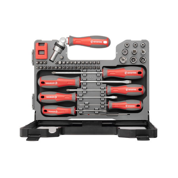 INTERTOOL 16" 51-Piece Ratchet Screwdriver Set with Multi-Bit Driver 3,6 lbs | VT08-3352