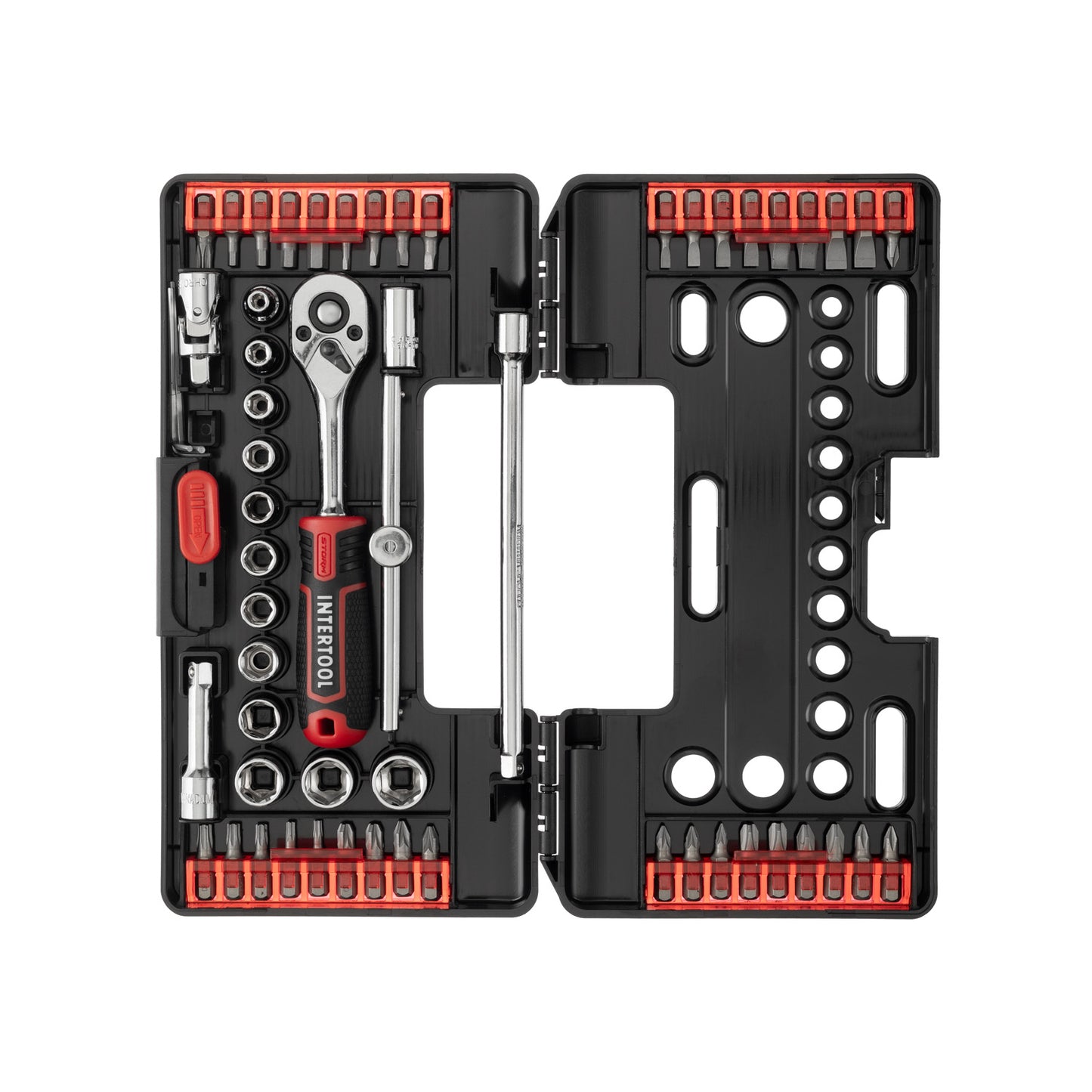 INTERTOOL Набор мини-насадок и бит, 57 шт., 1/4" рожковый ключ, портативный кейс | VT08-3657