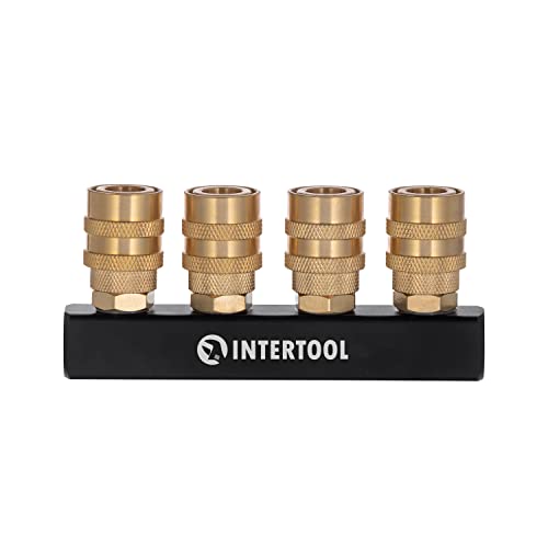 INTERTOOL Air Splitter Manifold, 4-Way, Straight, Brass Couplers | PT08-1856