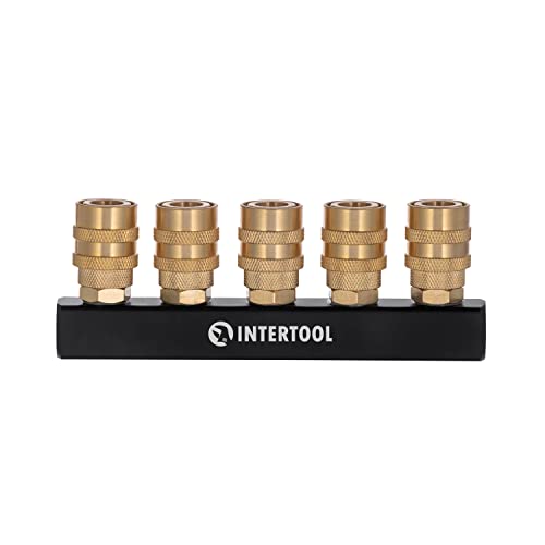 INTERTOOL Air Splitter Manifold, 5-Way, Straight, Brass Couplers | PT08-1857