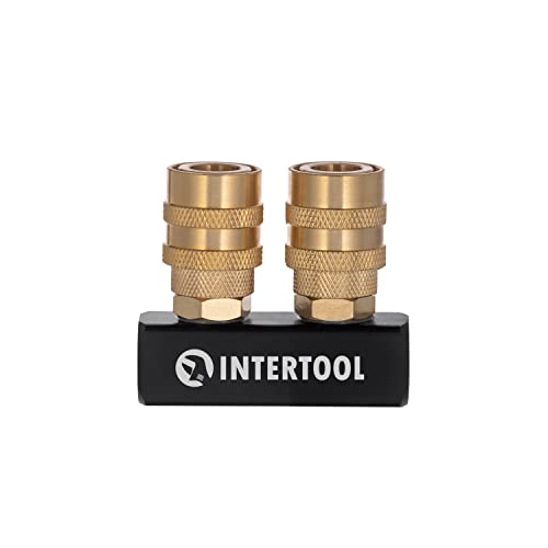 INTERTOOL Air Splitter Manifold, 2-Way, Straight, Brass Couplers | PT08-1854