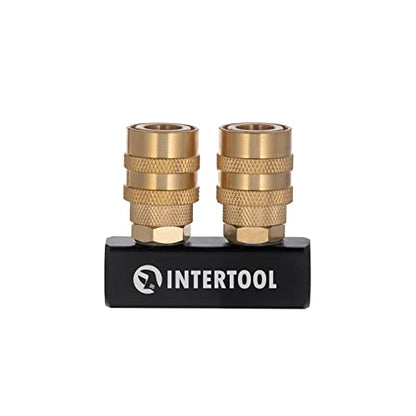 INTERTOOL Air Splitter Manifold, 2-Way, Straight, Brass Couplers | PT08-1854