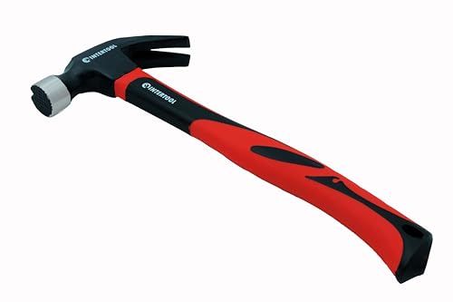 INTERTOOL Curved Claw Hammer, Nail Starter and Milled Face, 1 lb., 12" Fiberglass Handle |  HT08-0224