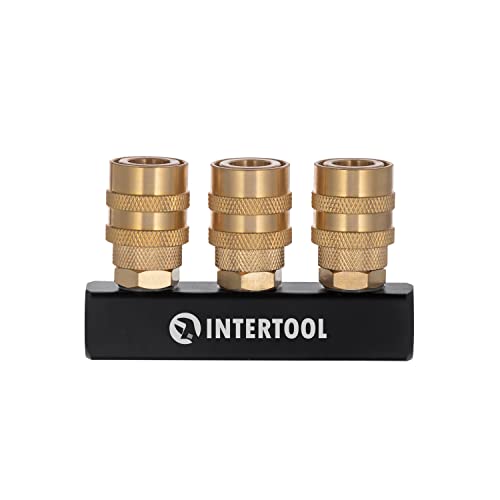 INTERTOOL Air Splitter Manifold, 3-Way, Straight, Brass Couplers | PT08-1855