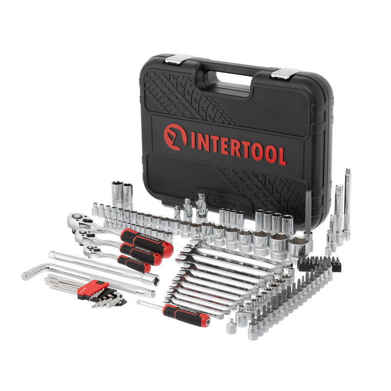 INTERTOOL 1/4", 3/8", 1/2" Drive Socket & Spanner Set, Metric, 126 pcs | ET08-8126