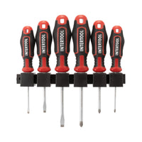 Набор отверток INTERTOOL 6 шт., крестовые и плоские, настенный держатель | VT08-3436