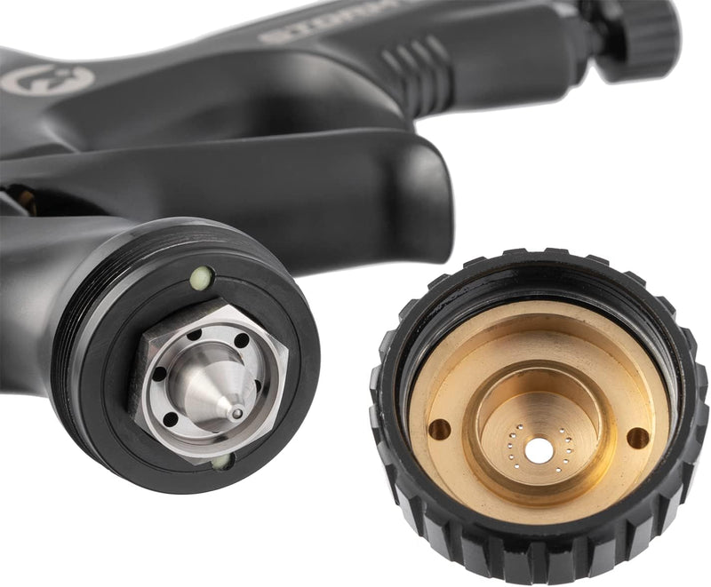 Воздушный краскопульт INTERTOOL Touch Up HVLP с воздушной головкой 0,8 мм, для точного ремонта деталей автомобилей, пластиковый бачок 250 см3, высокопроизводительная чёрная серия M-Diamond | PT08-0170 